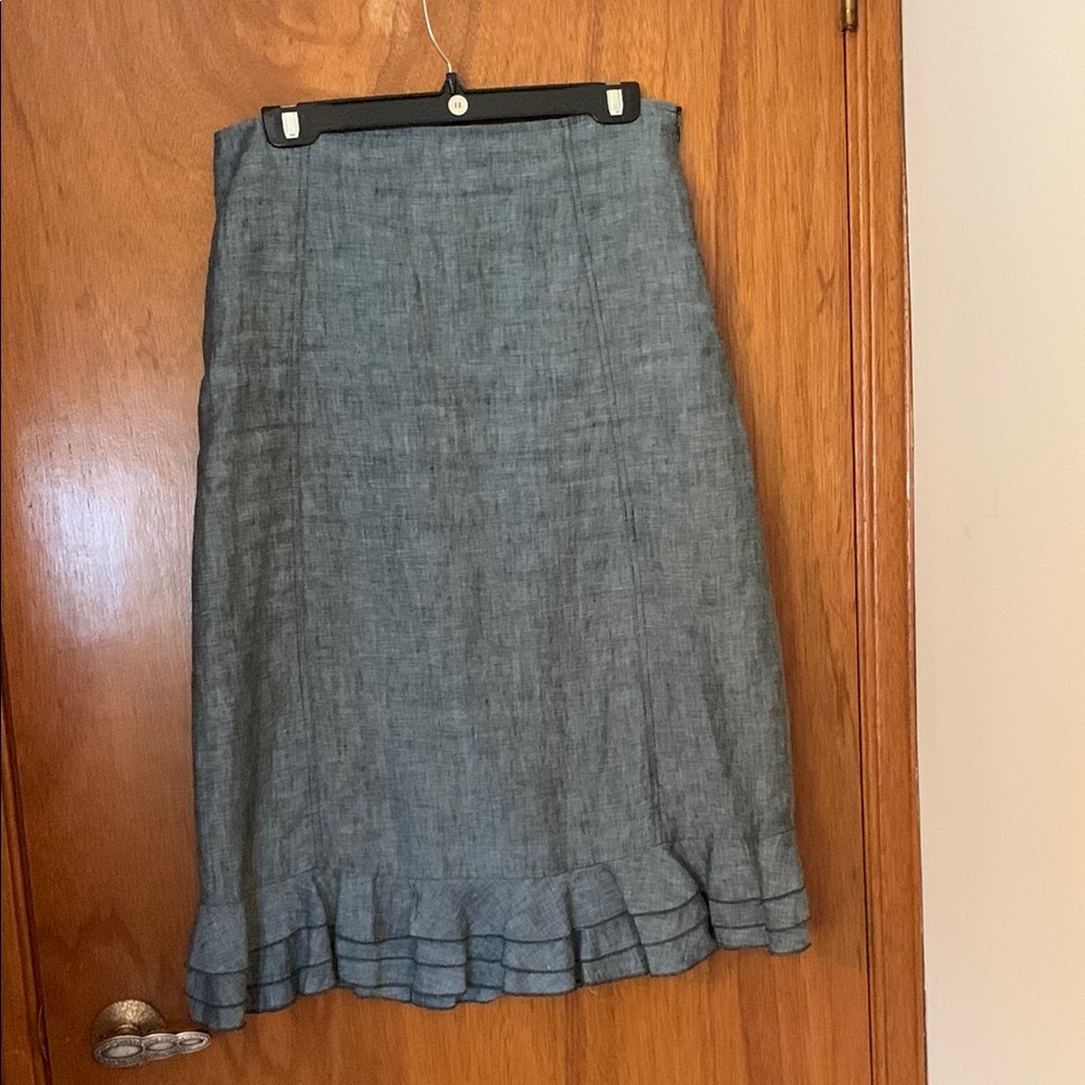 Elegant 100% linen Gray Women's Skirt